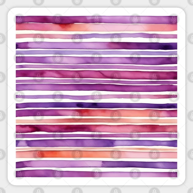 Horizontal Pink and Purple watercolor striped Sticker by craftydesigns